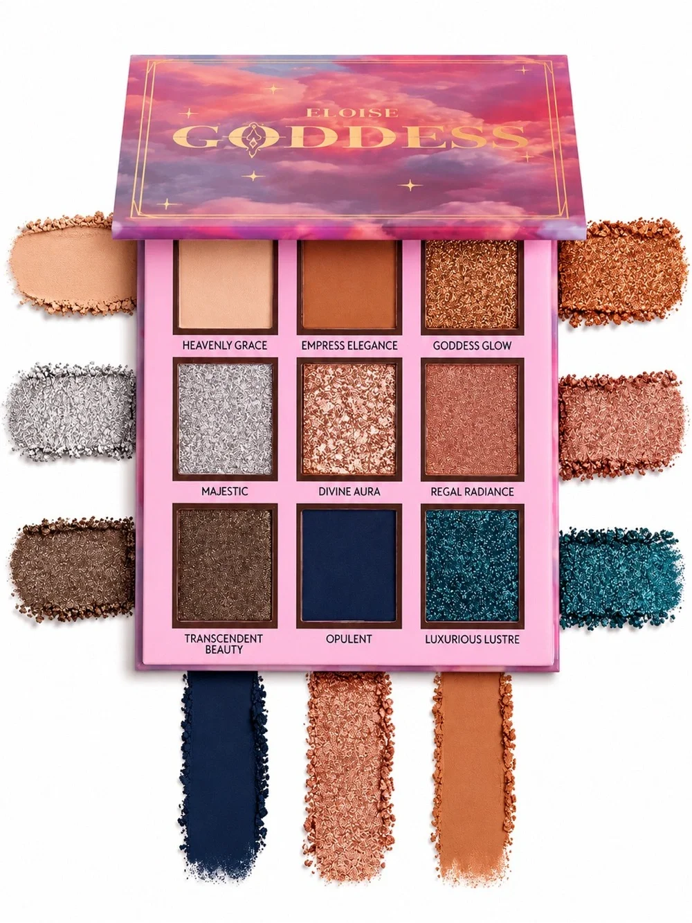 Eloise Beauty Goddess Eyeshadow Palette 9 Shade NIB Matte Shimmer Metallic